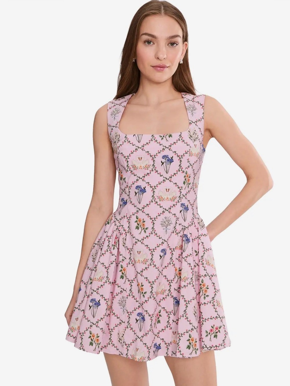 NWT Avec Les Filles Women's Hip Flounce Square Neck Mini Dress Sz 6